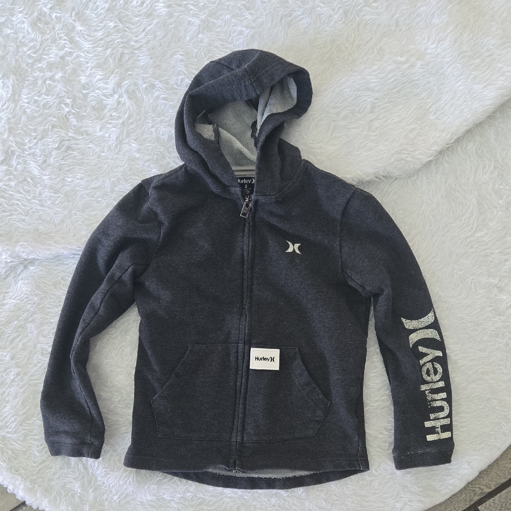 Hurley CHARCOAL Zip-Up Hoodie Sweatshirt‎